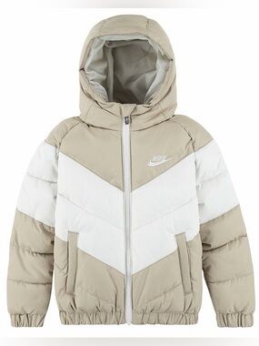New Toddlers 24m Nike Hooded Chevron Puffer Jacket Midweight Water Resistant